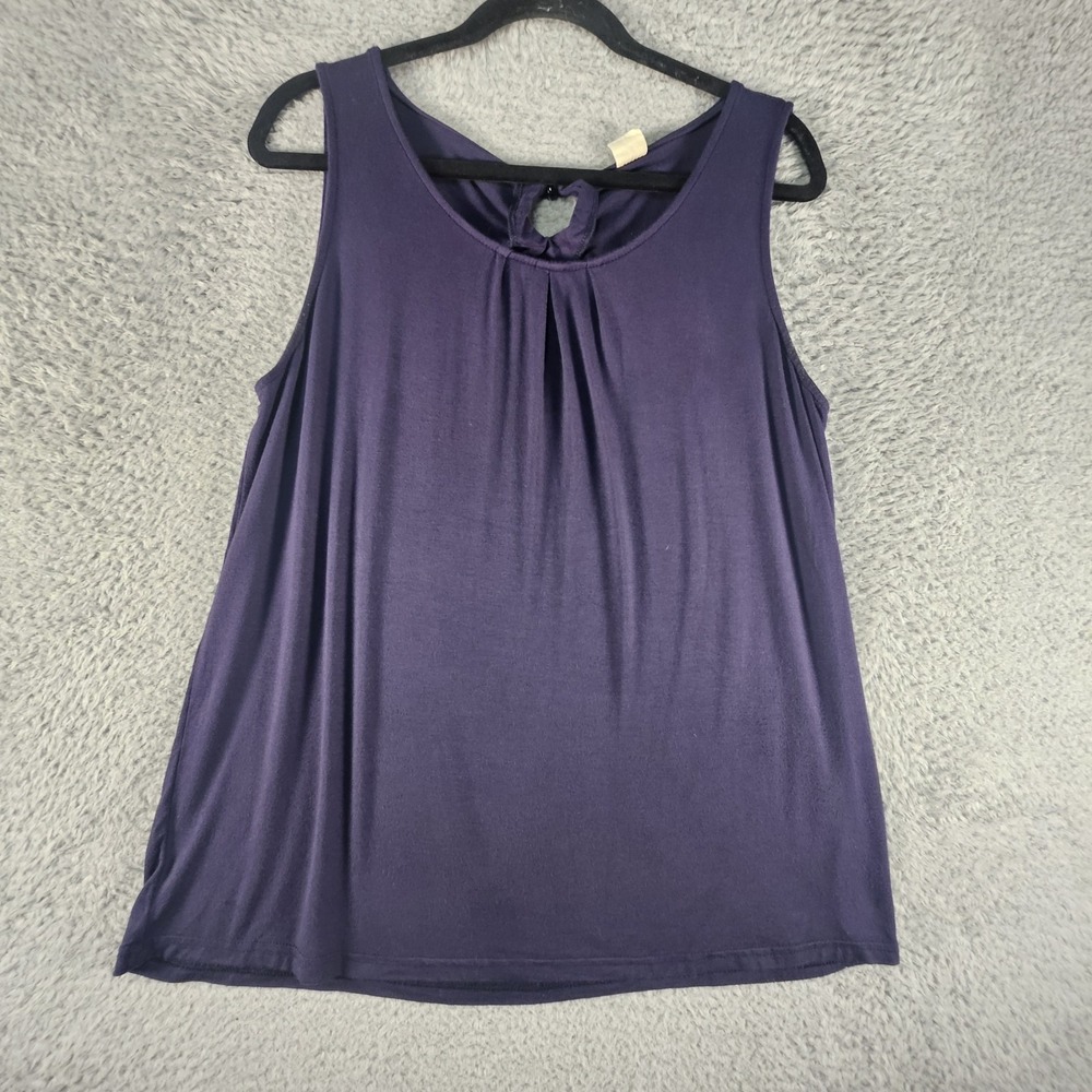 iGENJUN Tank Top Womens L Purple Sleeveless Pleated Keyhole Cami Capsule Career‎